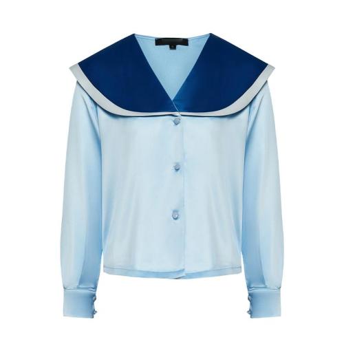 OEM Stylish Navy Collar Blue Shirt