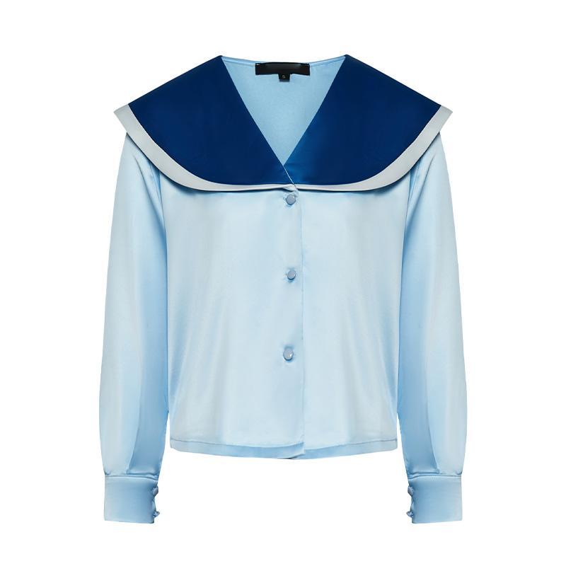 OEM Stylish Navy Collar Blue Shirt
