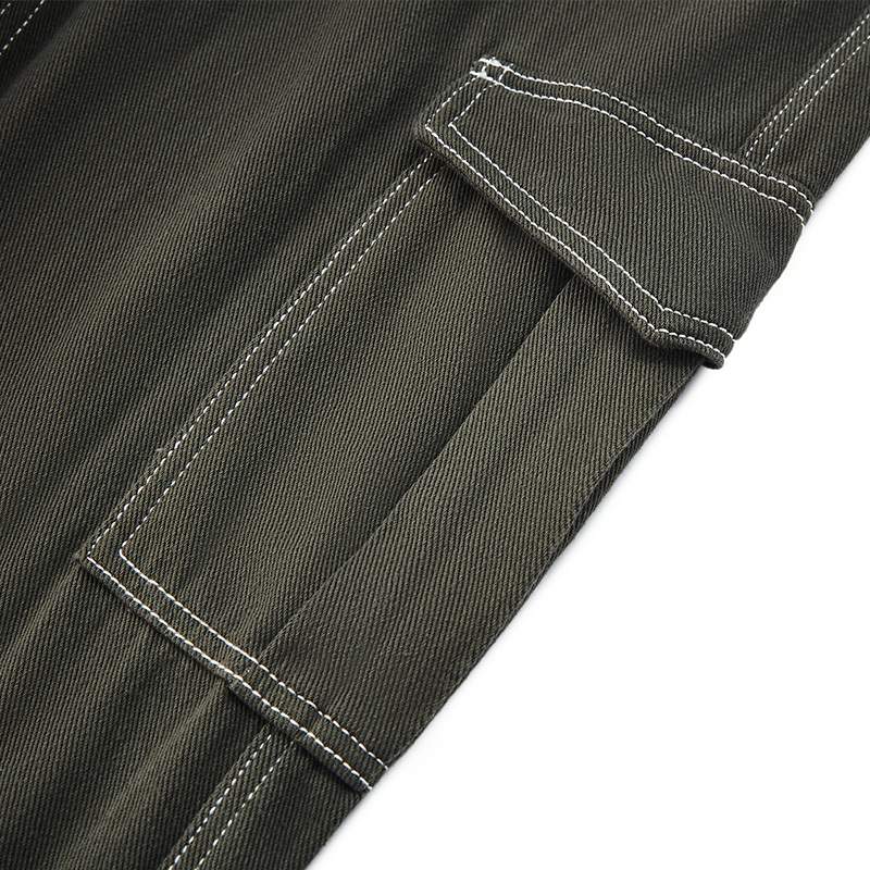 New design street black big pocket jeans
