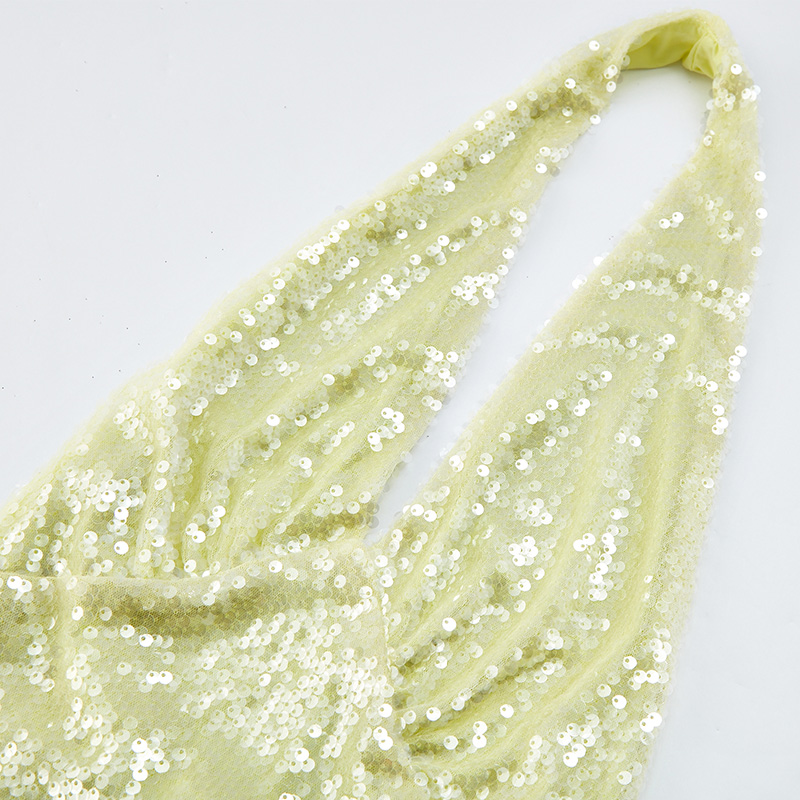 Light Green Sequin Halter Dress