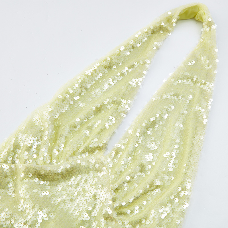 Light Green Sequin Halter Dress