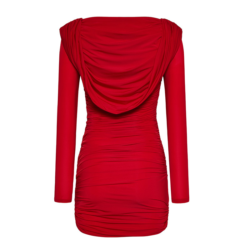 OEM Sexy red pleated waist dress