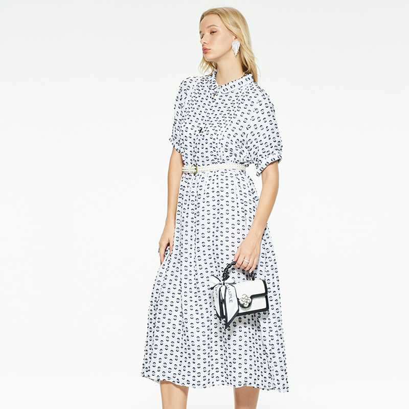 New design casual printed long shirt dress