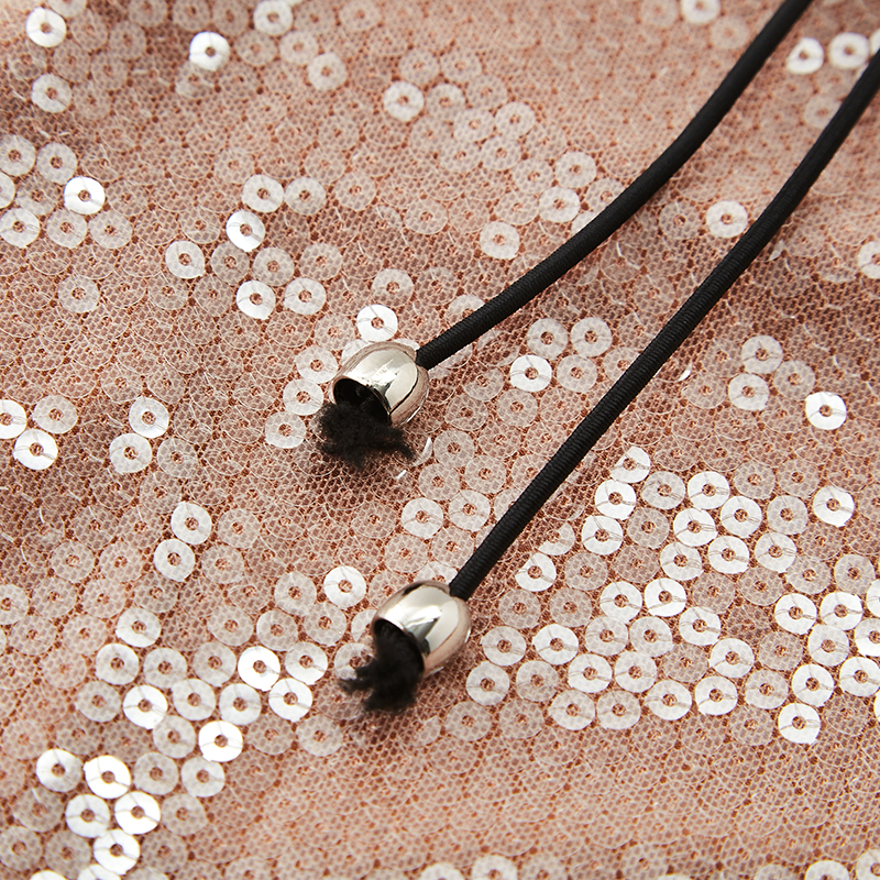 Temperament V-neck backless strappy sequined long-sleeved hip dress