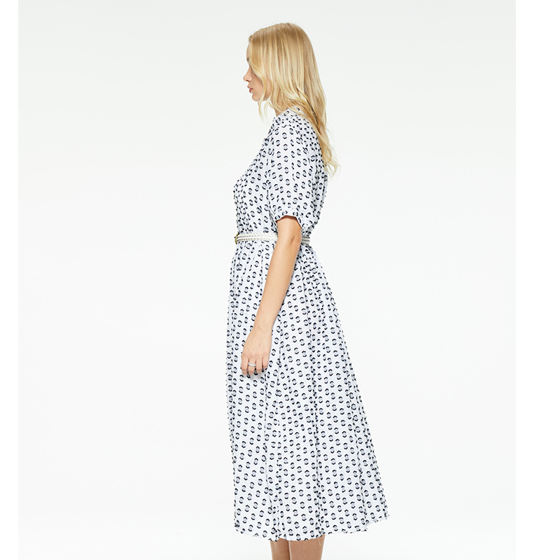 New design casual printed long shirt dress