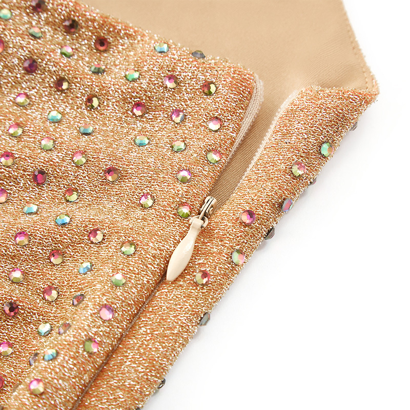 Round Neck Sequined Hollow Long Sleeve Raw Edge Slit Dress
