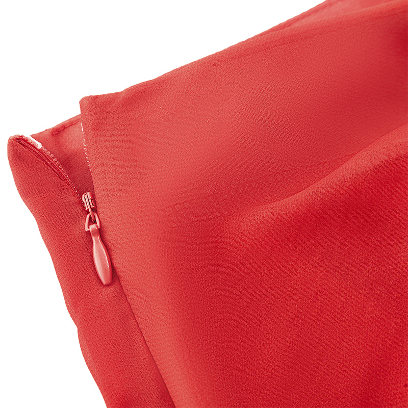 Red mesh drawstring slit skirt