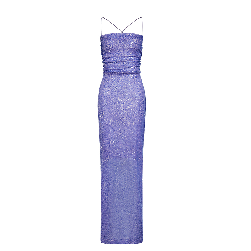 Sexy Strap Sequin Slit Suspender Hip Party Dress