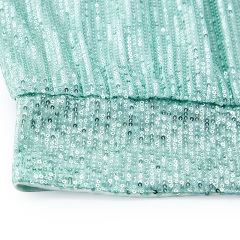 Mint green commuter round neck sequined long-sleeved top
