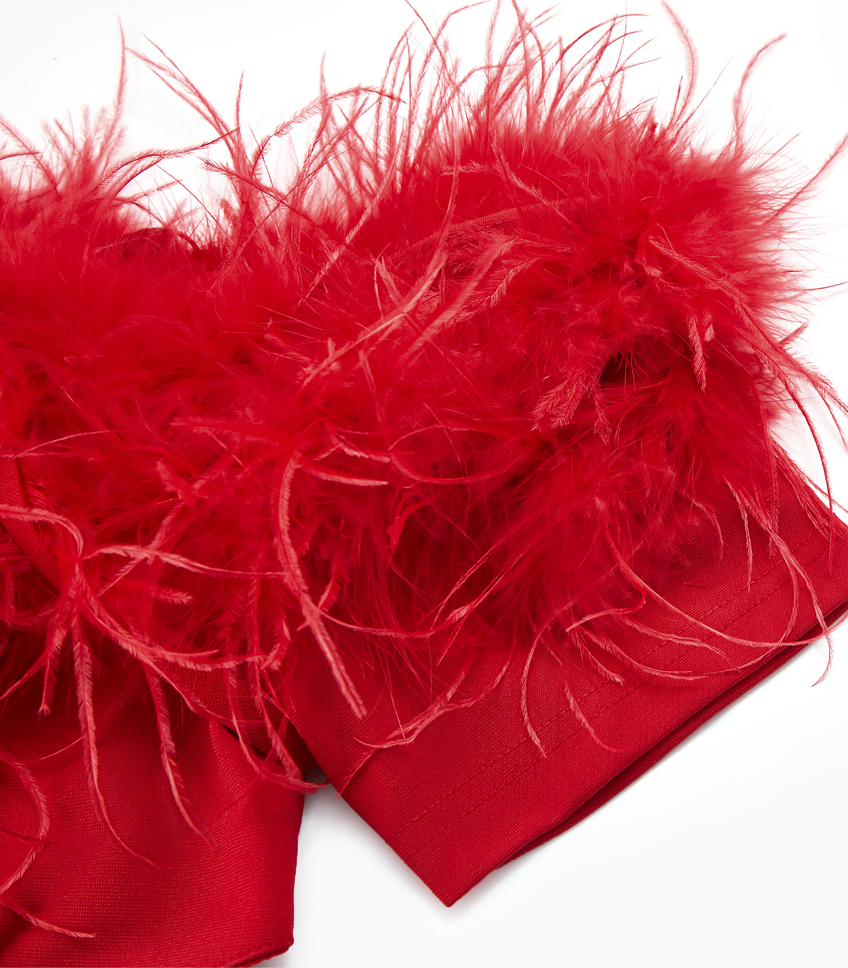 Sexy Red Feather Tube Top Hollow Stitching Dress