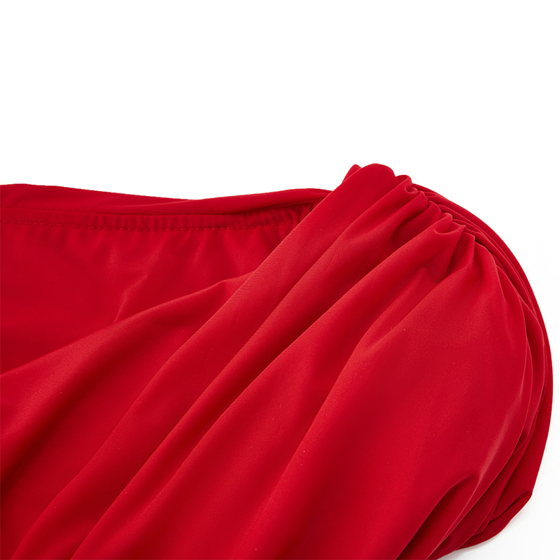 OEM Sexy red pleated waist dress