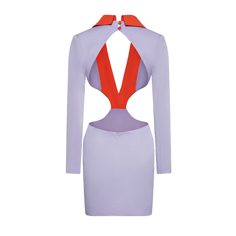 Sexy V-neck backless suit hip dress
