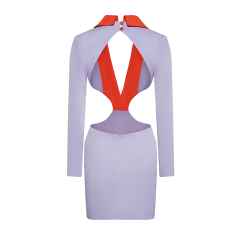 Sexy V-neck backless suit hip dress