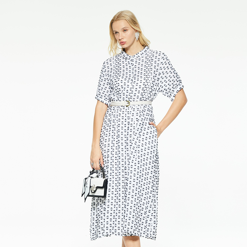 New design casual printed long shirt dress