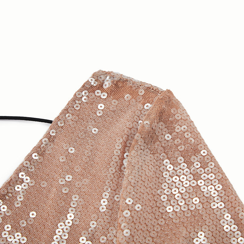 Temperament V-neck backless strappy sequined long-sleeved hip dress