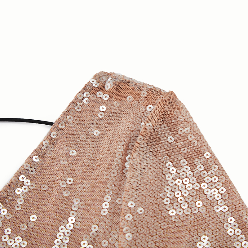 Temperament V-neck backless strappy sequined long-sleeved hip dress