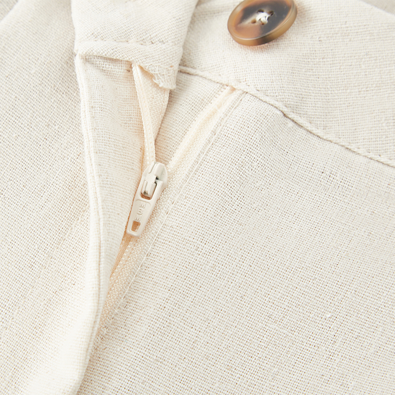 Temperament solid color linen high waist suit pants