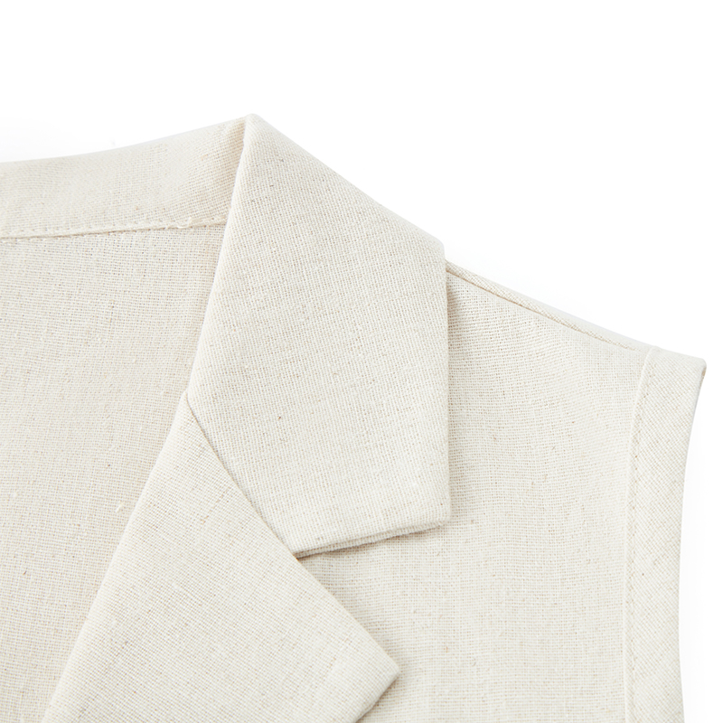 Temperament solid color linen sleeveless V-neck vest