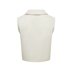 Temperament solid color linen sleeveless V-neck vest