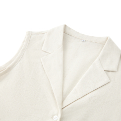 Temperament solid color linen sleeveless V-neck vest