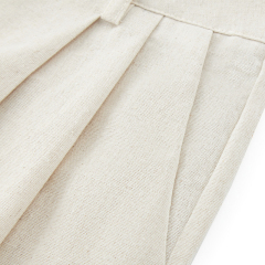 Temperament solid color linen high waist suit pants