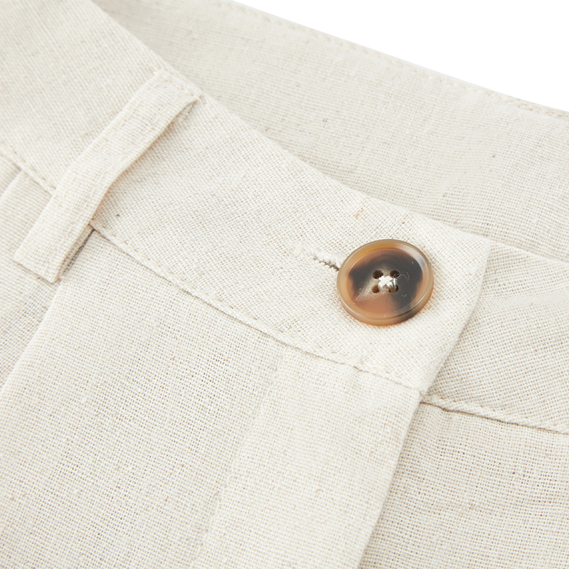 Temperament solid color linen high waist suit pants