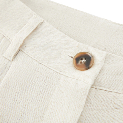 Temperament solid color linen high waist suit pants
