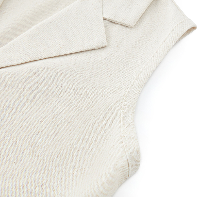 Temperament solid color linen sleeveless V-neck vest