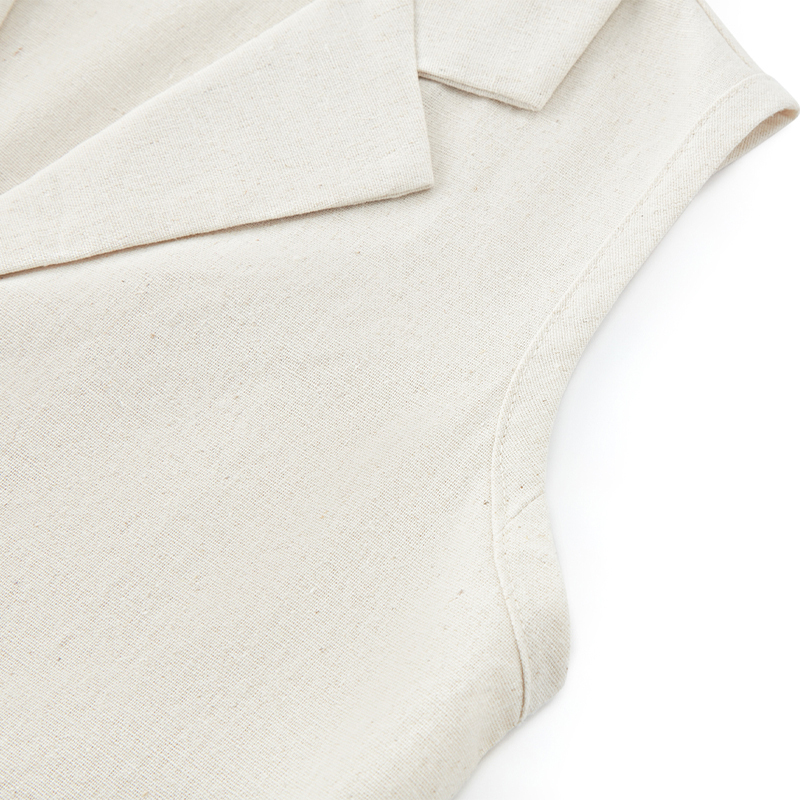 Temperament solid color linen sleeveless V-neck vest