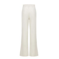 Temperament solid color linen high waist suit pants