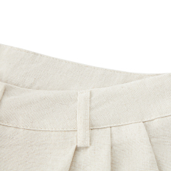 Temperament solid color linen high waist suit pants