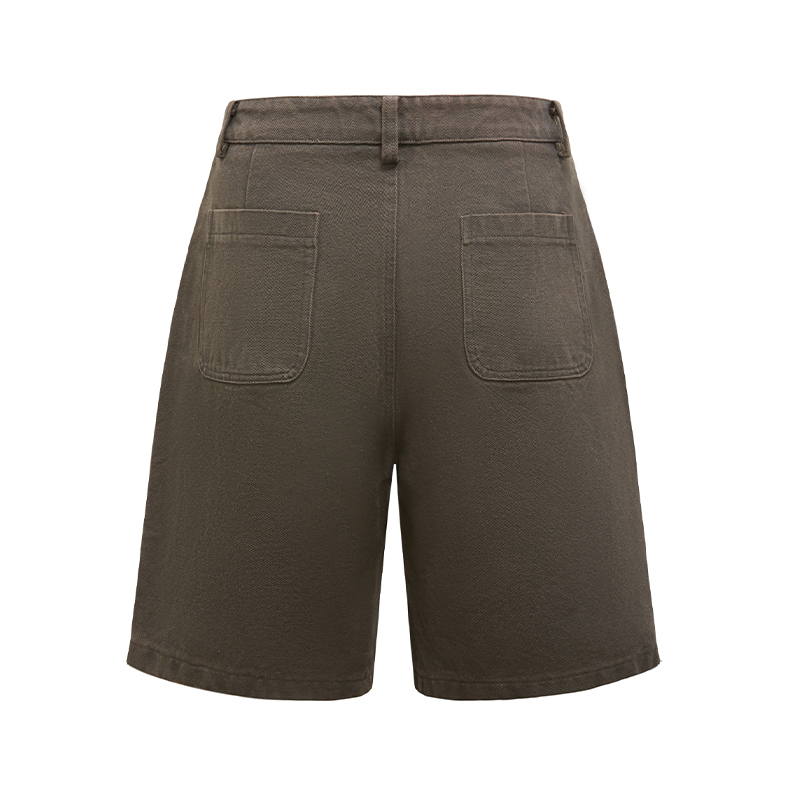 Vintage Brown Raw Edge Short Jeans