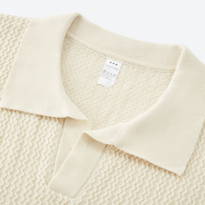 OEM Beige Shirt Collar Knit Sweater
