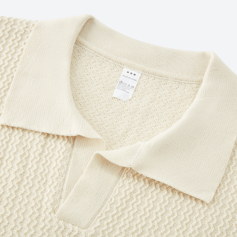 OEM Beige Shirt Collar Knit Sweater