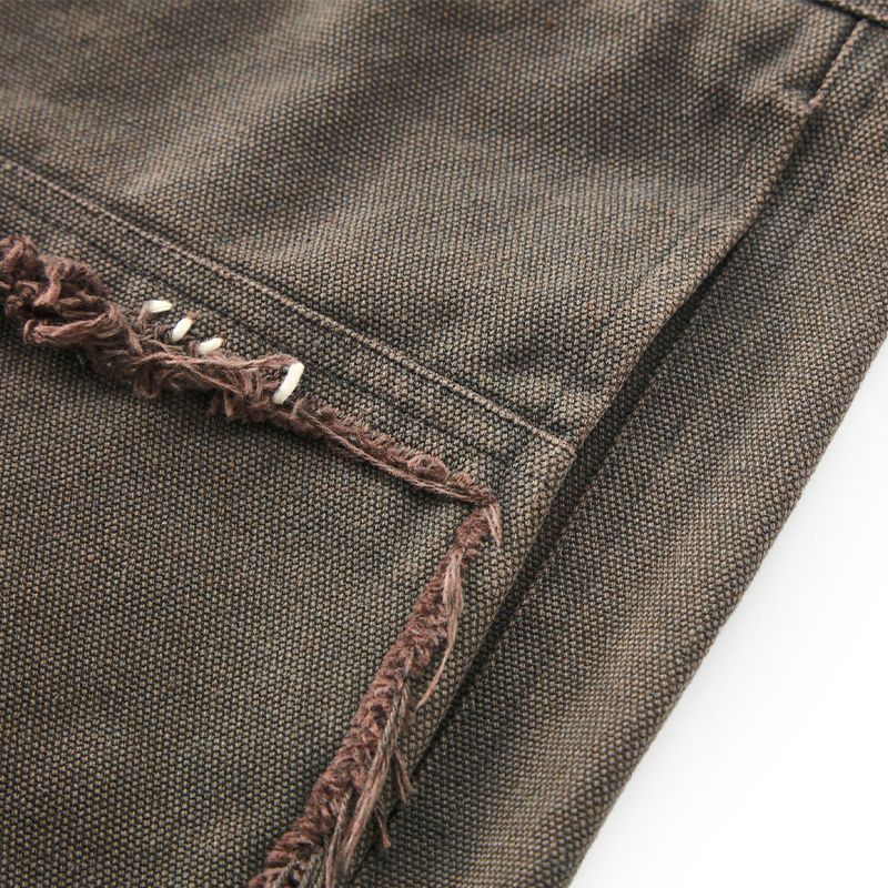 Vintage Brown Raw Edge Short Jeans