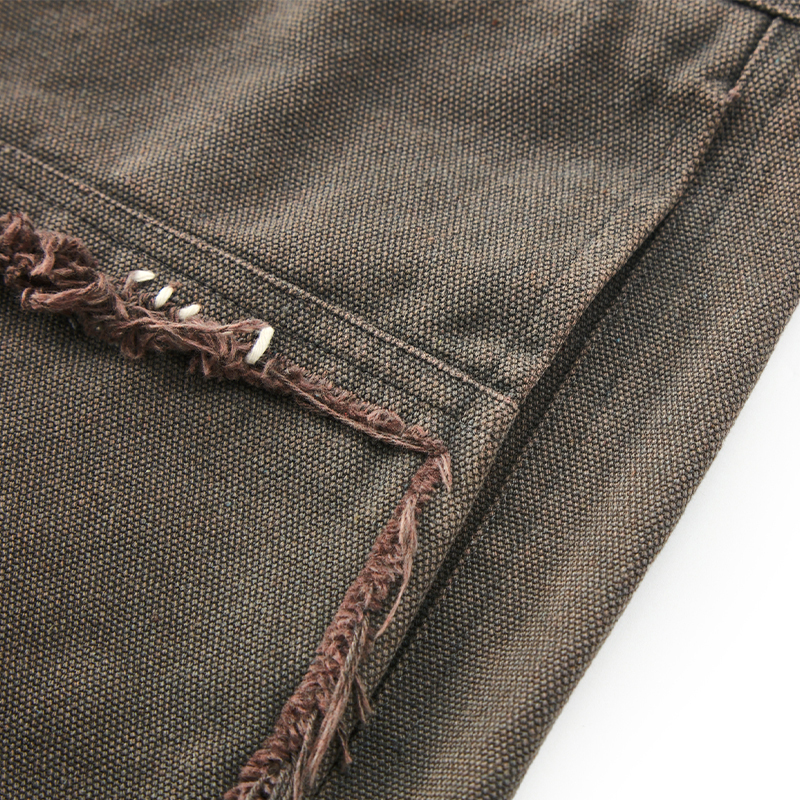 Vintage Brown Raw Edge Short Jeans