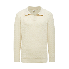 OEM Beige Shirt Collar Knit Sweater
