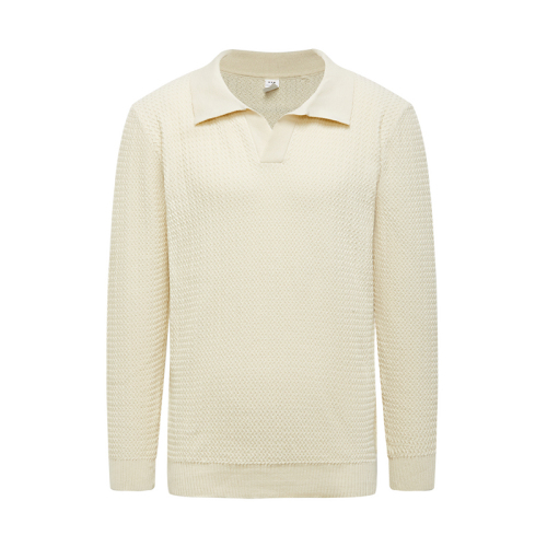 OEM Beige Shirt Collar Knit Sweater