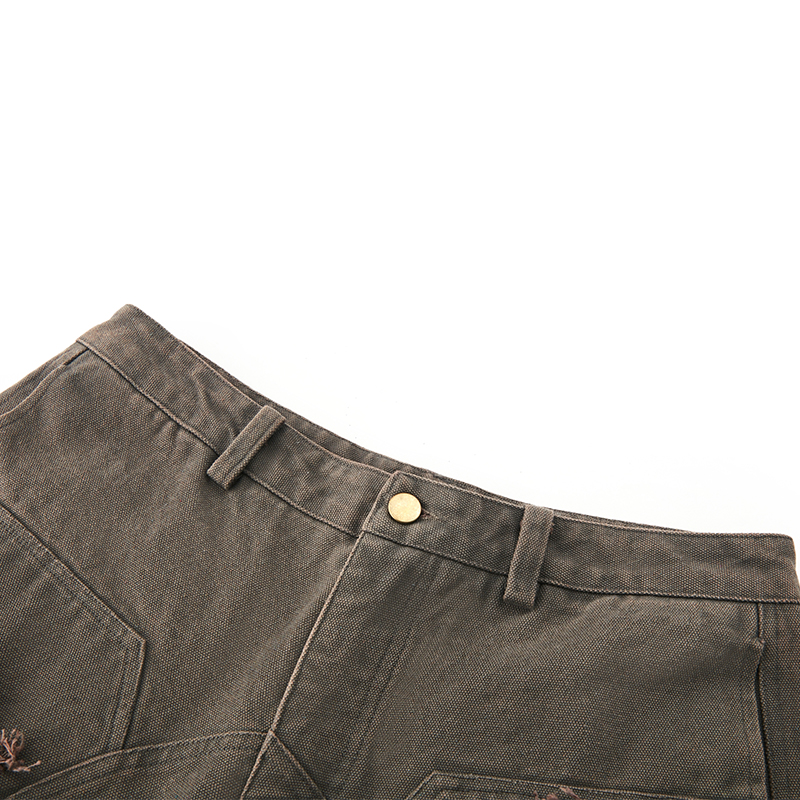Vintage Brown Raw Edge Short Jeans