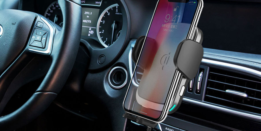QI certified PU leather wireless car charger in car accessories 10W fast car wireless charger