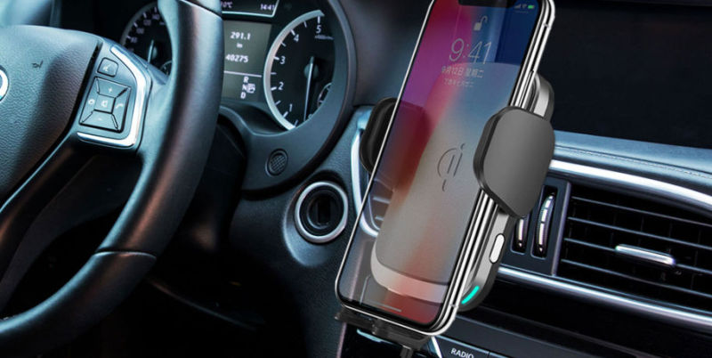 QI certified PU leather wireless car charger in car accessories 10W fast car wireless charger