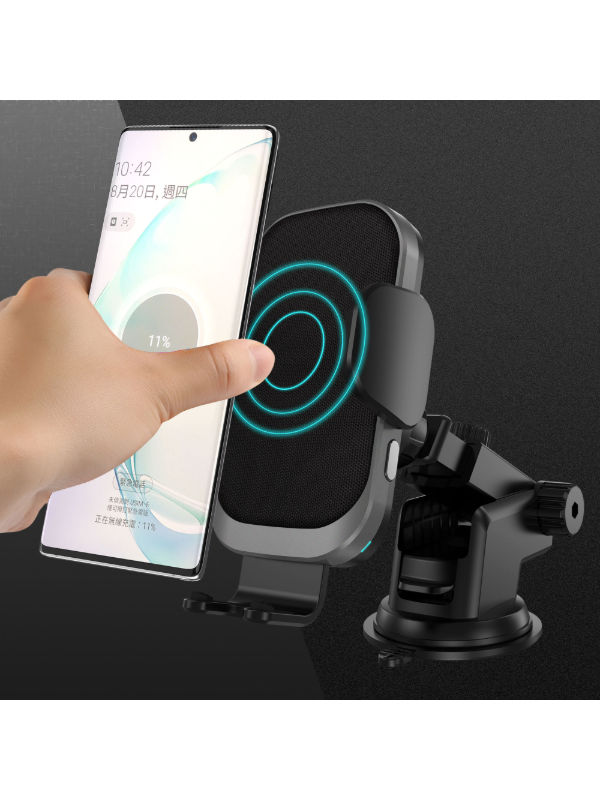 High-end Fabric Material 15W Auto-Clamp Clips Fast Wireless Car Charger Holder For With Cool Fan