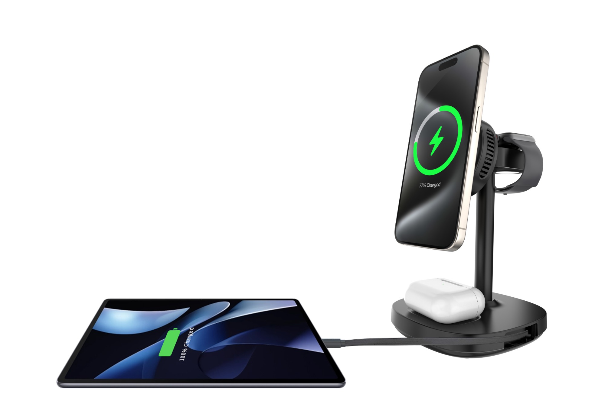 Qi2.2 All-in-1 Semiconductor Cooling Wireless Charging Station with touch light and 18W PD output