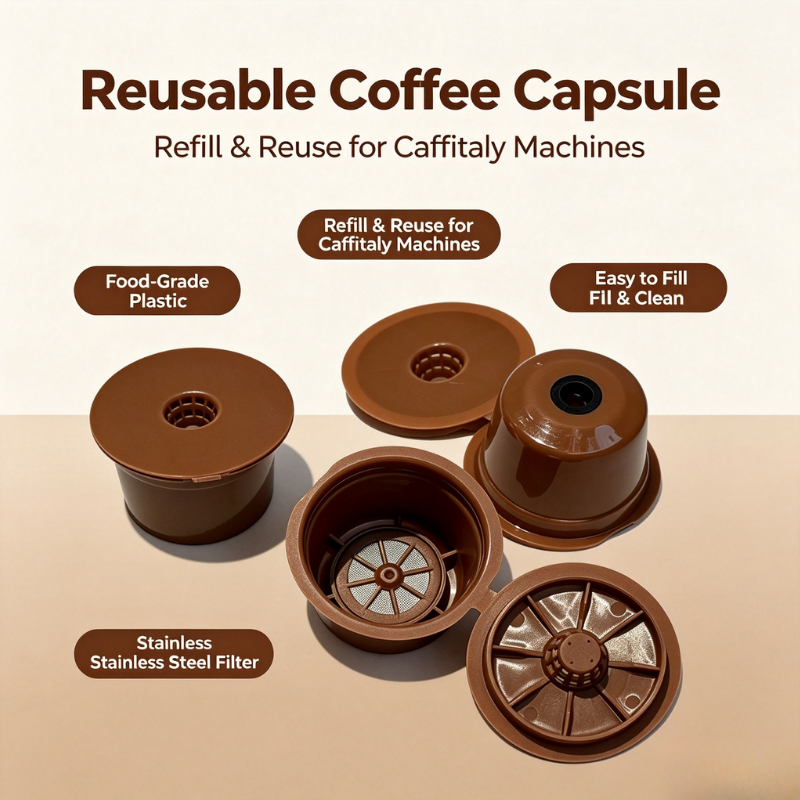 Reusable Coffee Capsule Stainless Steel Mesh Filter Refillable Pod Compatible with Caffitaly Coffee Machine