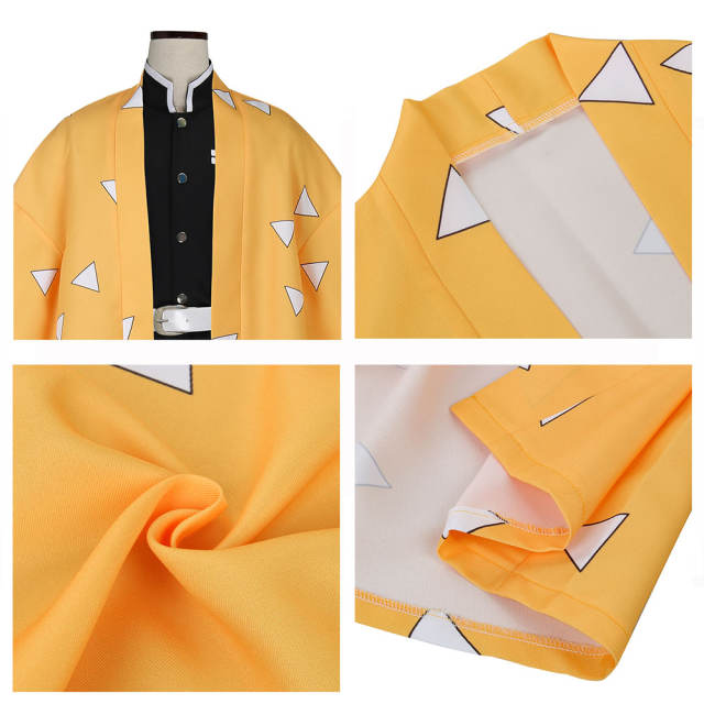 (Ready to Ship) Kids Demon Slayer Kimetsu no Yaiba Agatsuma Zenitsu Cosplay Costume
