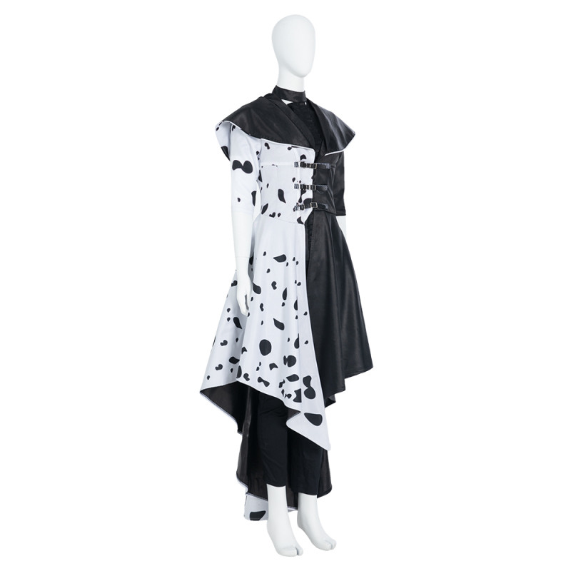 2021 Cruella De Vil Emma Stone Black White Cosplay Costume