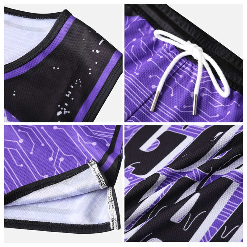 JerseyCreater Customizable Space Goon Purple Jerseys/Shorts Sets Uniform Kids Toddler Parent Child Any Names /Size Party Birthday Born Shirts