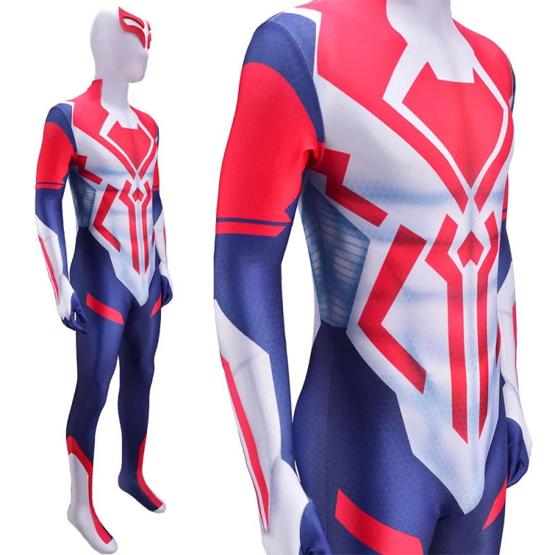 Spiderman 2099 White Suit Cosplay Costume Adult Kids