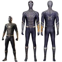 (Available after Halloween) Spider-Man: No Way Home Peter Parker Black And Gold Cosplay Costume