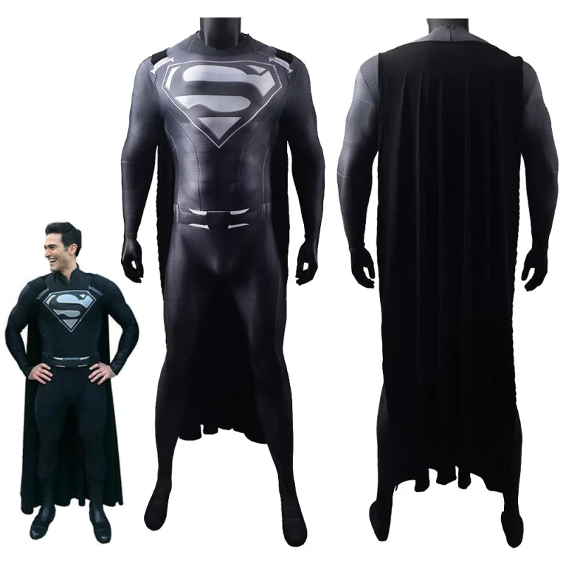 Crisis on Infinite Earths Superman Black Suit Cosplay Costume Adults Kids